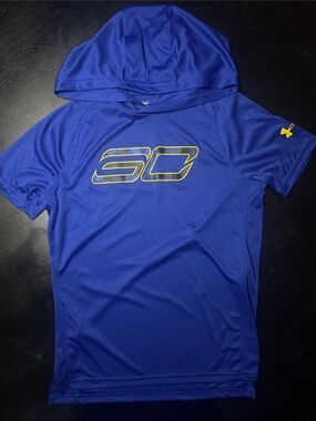 Under Armour Royal Blue Hooded Tee with Yellow SC Logo
